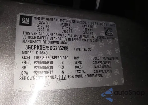 2013 Chevrolet Silverado 1500 Lt z USA, uszkodzony, nr VIN 3GCPKSE75DG285208